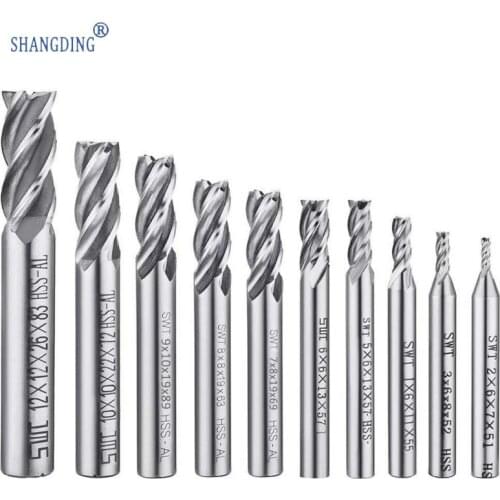 4-flute End Mill Bits, Afunta 0.08" - 0.47" Hss Cnc Straight Shank Drill Bits Cutter Tool Set For Wood Aluminum Steel Titanium