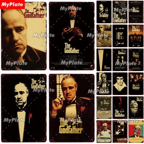 Movie Metal Sign Vintage Plaque Tin Sign Plate Wall Decor For Bar Club Man Cave Painting Godfather Poster Man Film Sign