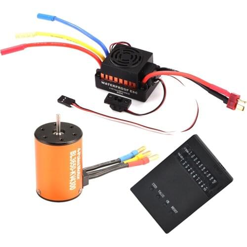 Impermeable 3650 4300KV 4 poles Sensorless Brushless Motor with 60A Electronic Speed Controller Combo Set for 1/10 RC Car