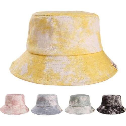 Summer Child Bucket Hat For Girl Boy Outdoor Tie Dye Cap UV Protection Hat Breathable Adjustable Panama Cap Fisherman Hat