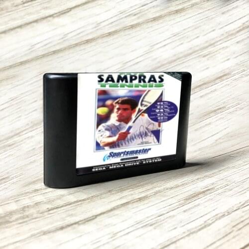 Pete Sampras Tennis - EUR Label Flashkit MD Electroless Gold PCB Card for Sega Genesis Megadrive Video Game Console