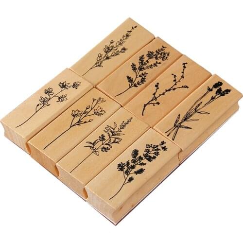 Vintage Plant Tree Wooden Rubber Stamps Set Diy Rubber Stamp For Card Making Scrapbooking