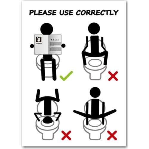 Self-adhesive Wall Stickers Toilet Manual Wall Art Modern Posters Prints Black White Wall Pictures Wallpaper For Bathroom Decor