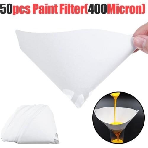 50pcs Nylon Paint Strainer Fine Nylon Paper Paint Strainer Sieve Filter Mesh Cup Coating Cone Funnels 147/190/400 Micron