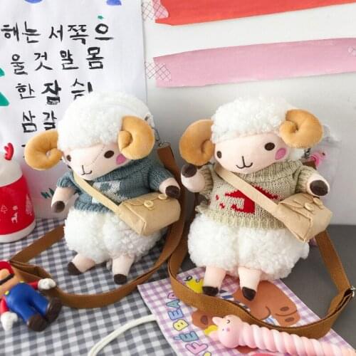 Cute Winter Shoulder Bag For Women Plush Alpaca Chain Crossbody Bag Handbags Cartoon Animal Purse Cusual Fur Dressing Lamb Sheep