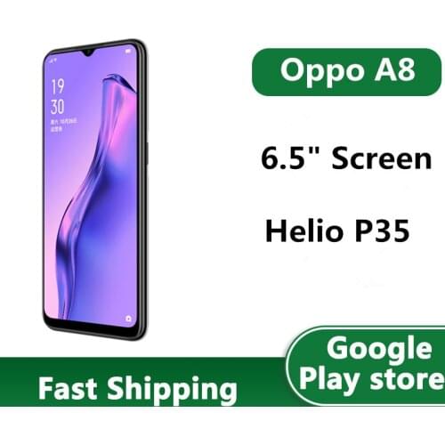 In Stock Oppo A8 4G LTE Mobile Phone 12.0MP 4 Cameras Android 9.0 6.5" 1600x720 18W Charger Helio P35 Octa Core OTA Bluetooth