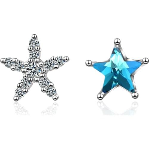 925 Sterling Silver Blue Crystal Star Stud Earrings For Women 2020 sterling-silver-jewelry Female pendientes mujer moda