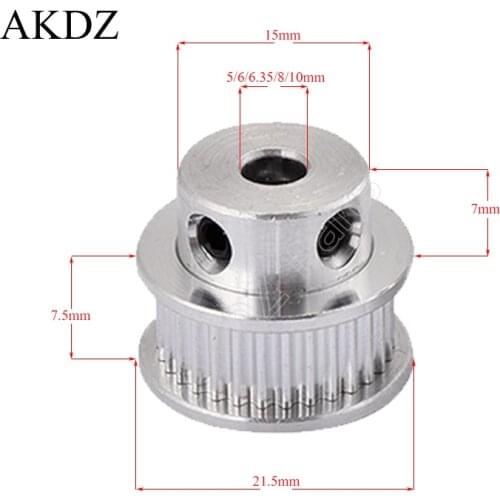 30 teeth GT2 Timing Pulley Bore 5mm 6mm 6.35mm 8mm for belt used in linear 2GT pulley 30Teeth 30T