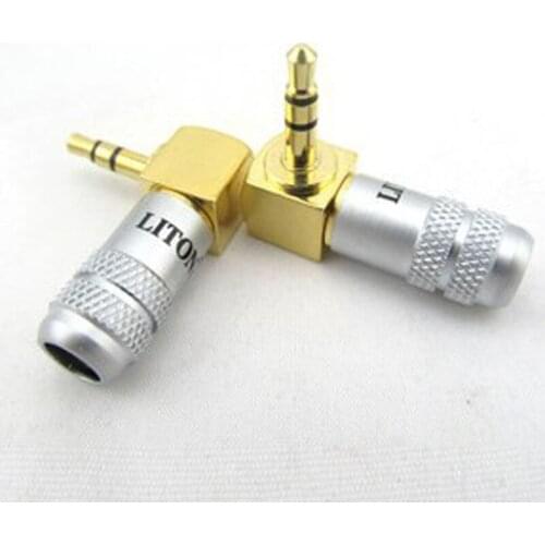 1pcs LITON 3.5mm 90 degree L-type Male Plug Golden Plated solder type Adapter 6mm