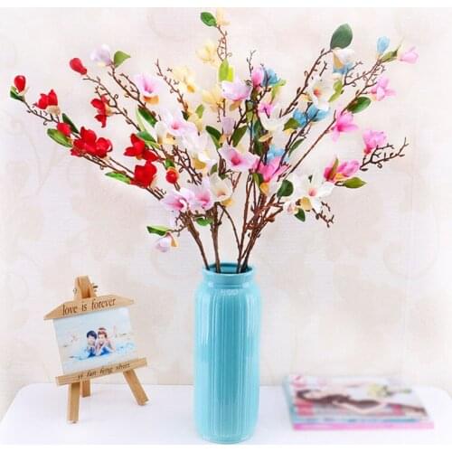 2pcs / lot 10 artificial magnolia real touch artificial flower home wedding decoration fake silk bouquet decoration home