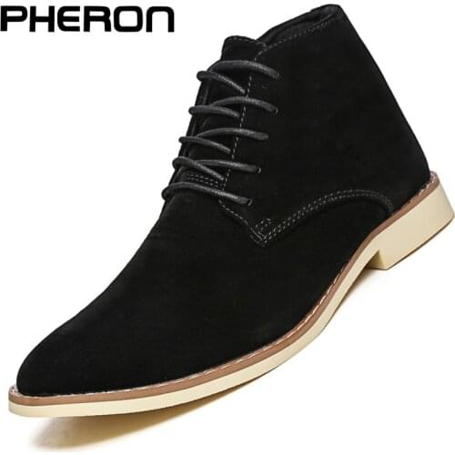2020 New Mens Winter Shoes Fashion Men Pig Suede Boots Pointed Toe Casual Men Shoes Winter Men Boots Cheap Male Boots
