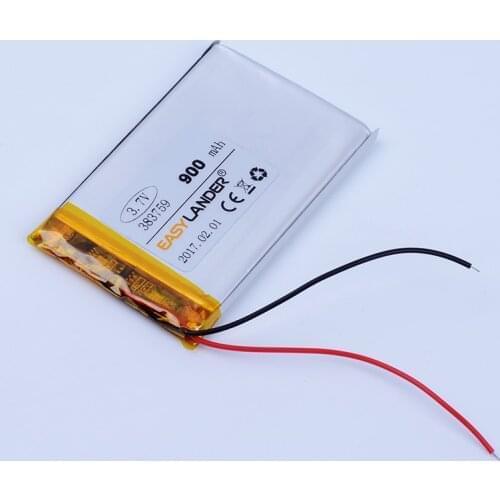 383759 3.7V 900mAh Rechargeable Li-Polymer Li ion Battery For Bluetooth Speaker GPS Tracker DVR mp3 mp4 mp5 PDA phone 383860