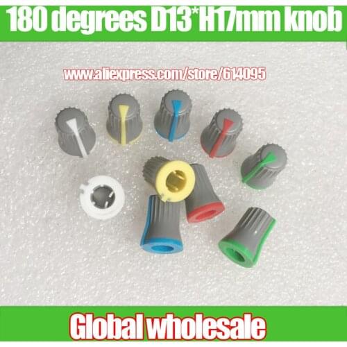 60pcs mixer potentiometer rotating knob cap / gray body 180 degree power amplifier switch half shaft D hole knob cap