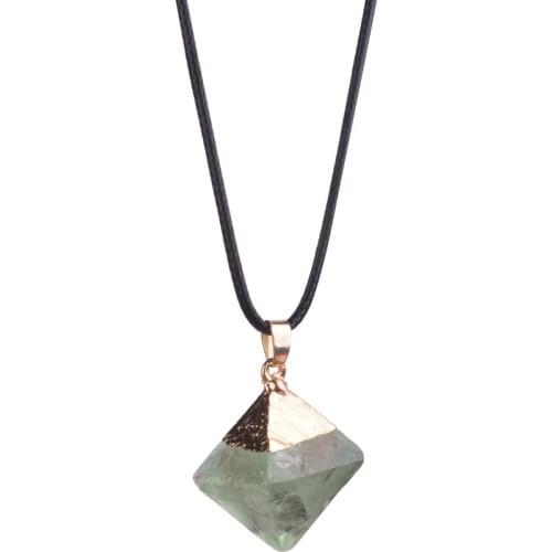 ASHMITA 2019 Natural Raw Rhombus Fluorite Pendant- Plated Gold Women Fashion Gift For Men/Women Couple Pendants
