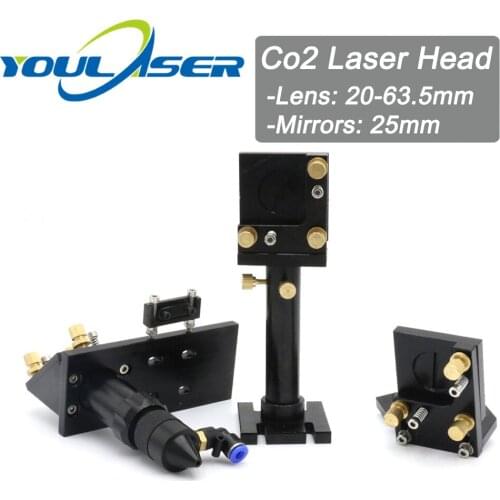 Co2 Laser Cut Head and Laser Mirror Mounts for Focus Lens 20-63.5mm and Mirror 25mm