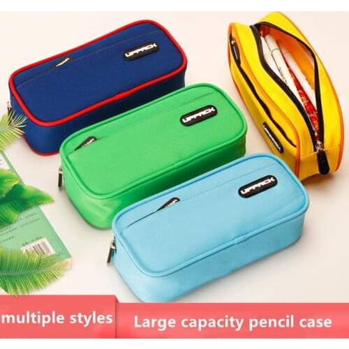 Color pencil case Canvas pencil bag large capacity pen case School stationery bag Children pen bag Student school supplies gifts