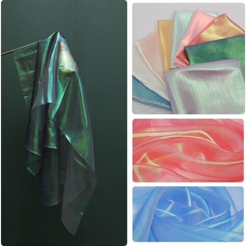 Colorful Shiny Gauze Colors changing Piece Sheer Crystal wedding decoration ransparent Organza Fabric Birthday Event home Party
