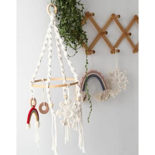 Elegant Macrame Knot Bedroom Woven Hanging Pendant Art Baby Room Accents Decor Yellow Beads Tassels Chic Boho Decor Dorm