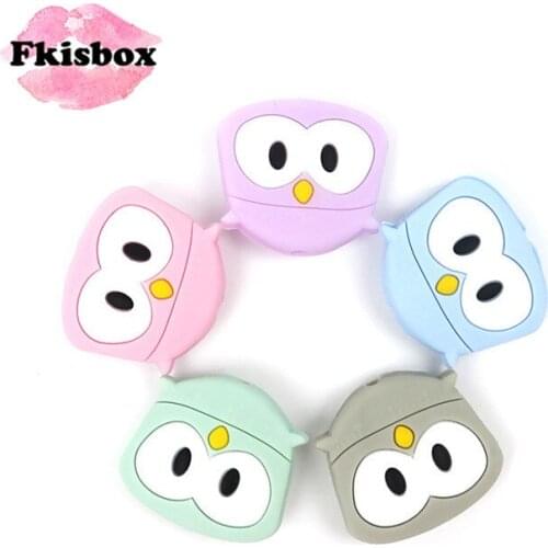Fkisbox 20pc Silicone Mini Owl Teether Bead Bpa Free Baby Teething Necklace Jewelry DIY Soft Christmas Holiday Gifts Accessories