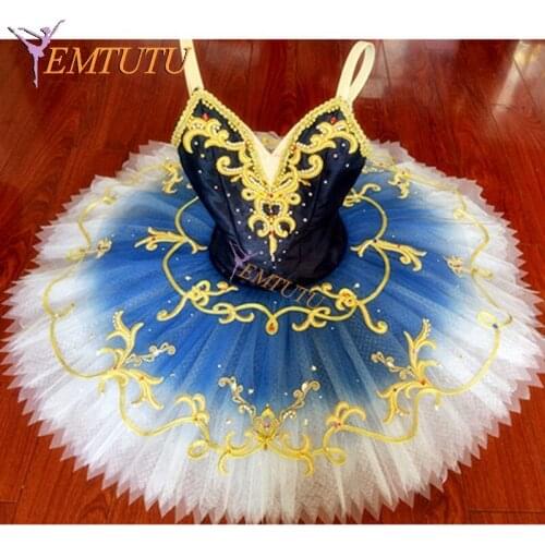 Ombre Blue Le Corsaire professional ballet tutu Blue Bird performance pancake tutus Sleeping Beauty ballet stage costume Custom