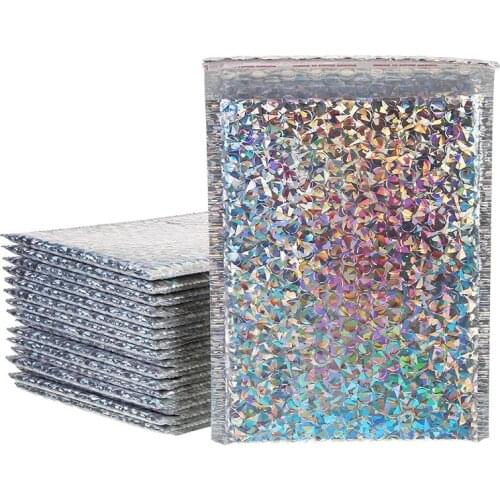 Hot Sale 10PCS Laser Silver Mailing Envelope Bags Waterproof Courier Bags Bubble Mailers Padded bubble Envelopes Bag