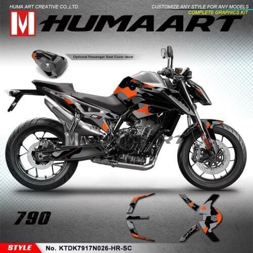 HUMAART Weatherproof Vinyl Decals Kit for 890 R 2020 2021 with Seat Cowl Stickers (Style No.KTDK7917N026-HR-SC)