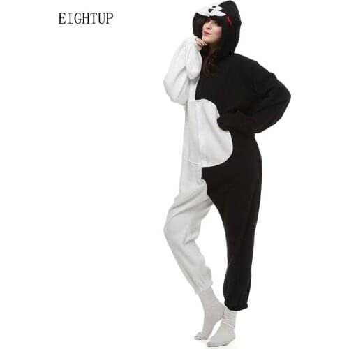 Kigurumi Unisex Black and White Bear Costumes Onesies Cosplay Pajamas Adult Pyjamas Animal Sleepwear Jumpsuit