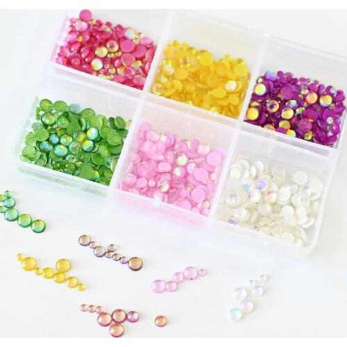 3/4/5mm Korea Nail Rhinestones Symphony Decorations 6 Color Beads For UV Gel Nails-Art Manicure Accessories Mermaid Stones