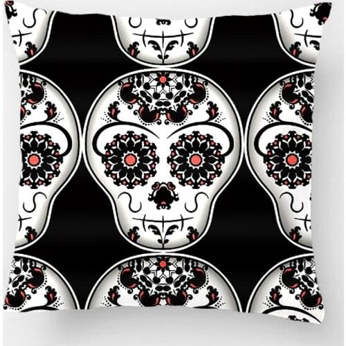 Cute Halloween Colors Day Of The Dead Sugar Skull Throw Pillow Case Decorative Cushion Cover Pillowcase Customize Gift For Sofa