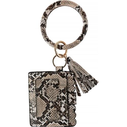 Fashion Colorful Multiful Keychain Key Ring Square Card Wallet PU Leather O Key Ring With Matching Wristlet Bag For Women Girls