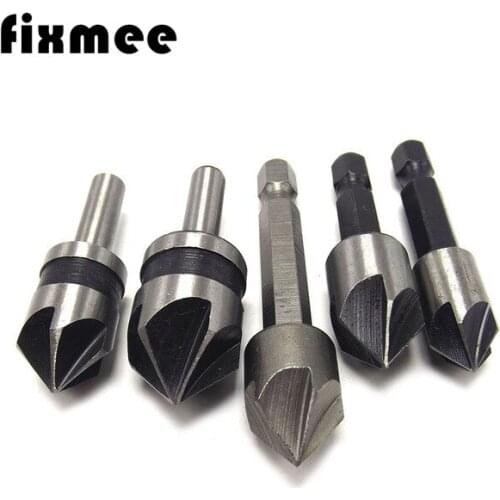 5pc Metal Working Chamfer Chamfering Cutter Industrial Countersink Drill Bit Set 5 Flutes Counter Sink Woodworking Drill Bits
