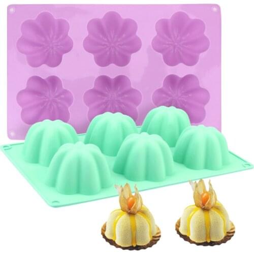 NICEYARD 6 Holes Silicone Baking Mold 3D Flowers Cake Mould DIY Muffin Bakeware Chocolate Candy Mold Cake Decorating Tools