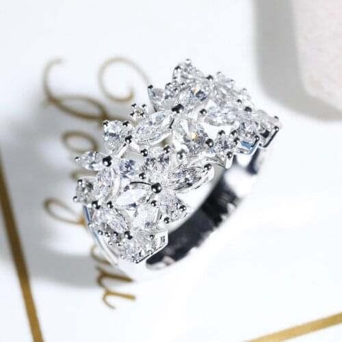 QTT New Aesthetic Flower Ring 925 Sterling Silver Jewelry Accessories For Women Bridal Classic Promise Ring 2021 Trend