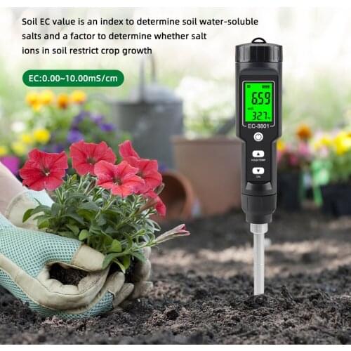Portable Waterproof EC Meter Hand Digital Soil Tester LCD Backlight Display Analyzer For Garden Farm Planting Testing Instrument