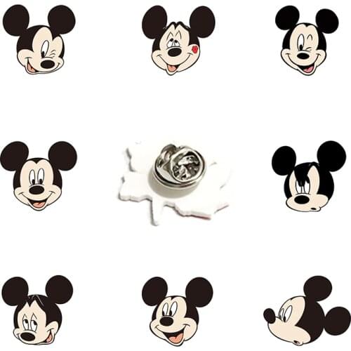 Disney Simple Gray And White Mickey Avatar Lapel Pin Cartoon Funny Childrens Gift Resin Acrylic Unique Taste Cartoon Jewelry
