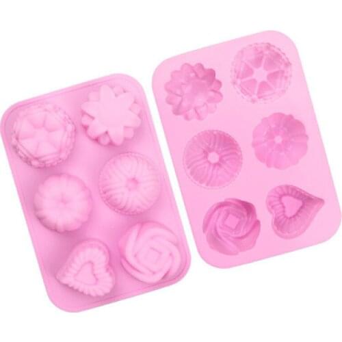 DIY silicone 6 even rose heart shaped cake mold ice pudding jelly pudding dessert mold