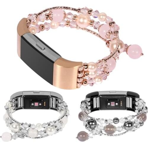 Bling Pearl Agate Watch Strap for Fitbit Charge 2 Band Womens Watch Band Replacement Strap ,Suitable for girls birthday gifts