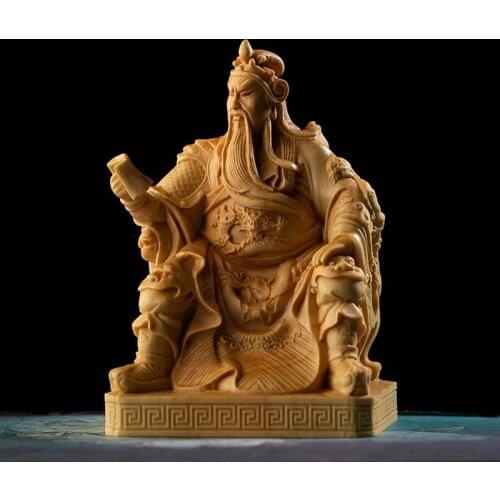 Chinese Guan Gong Statue Three Kingdoms Guandi Buddha Statue Wood Feng Shui Ornaments Carving Bodhisattva Home Decorations