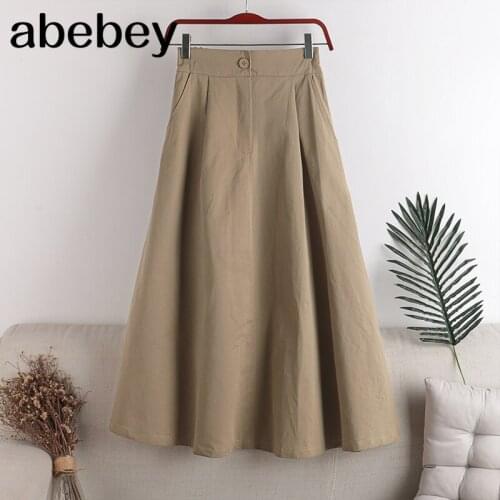 2021 New Spring Summer Umbrella Womens Skirts High Waist Solid Elegant A-Line Female Office Mi-Long Skirts