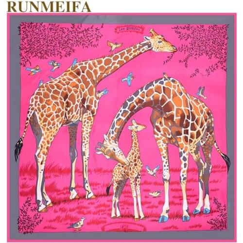 100% Real Silk Scarf For Ladies Brand Designer giraffe pattern Scarves Spring Fall twill silk square scarf women Scarves Wraps