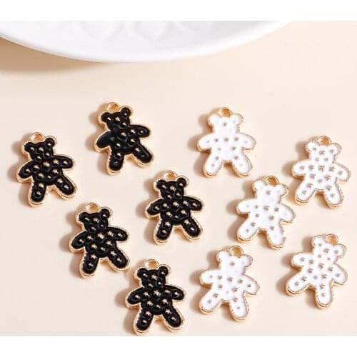 10pcs 16*20mm Cartoon Enamel Bear Charms for Jewelry Making Mini Star Charms DIY Pendants Earrings Necklaces Accessories