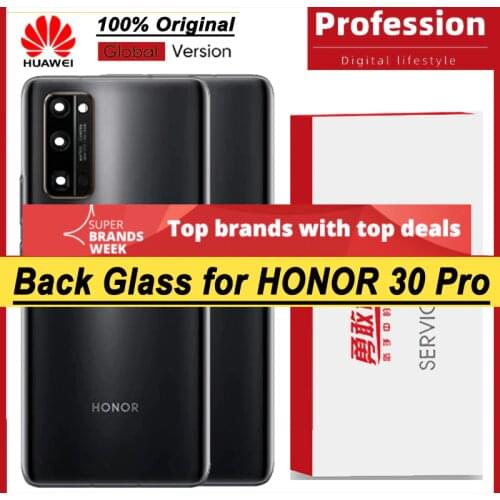 100% Original for Huawei Honor 30 Pro Back Battery Cover Rear Glass Door Panel Case Battery Cover with Camera Lens