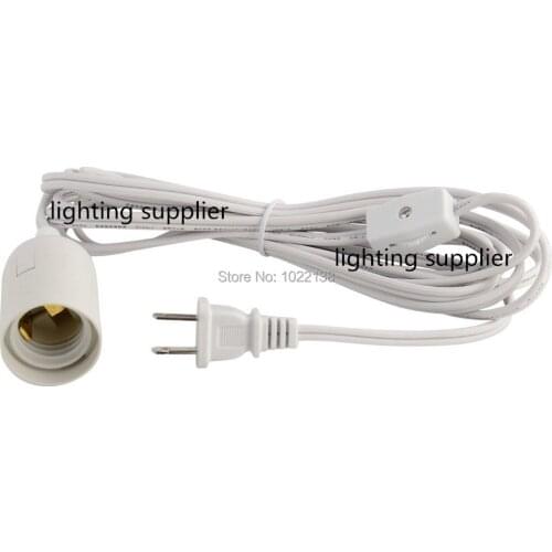 100pcs white color UL approved IQ lamp power cord with on/off gear switch and E26 lampholder and 3.5 meter long power cable