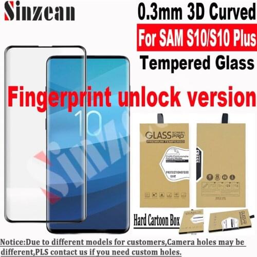 100pcs For Samsung S10 Plus 3D Curved edge Tempered Glass Screen Protector For Galaxy S10 5G(Fingerprint unlock version)
