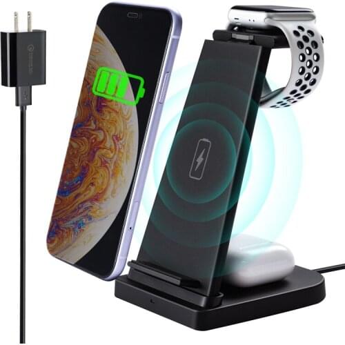 2021 3in1 Wireless Fast Charger 15W Detachable for iPhone 12/11/X/XR/XS/8 iWatch 6/5/4/3/2/1 Airpods Pro/2 with QC 3.0 Adapter