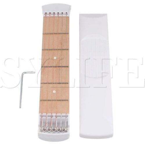 255x50mm White 6 Fret 6 Strings Pocket Guitar with Plastic Case