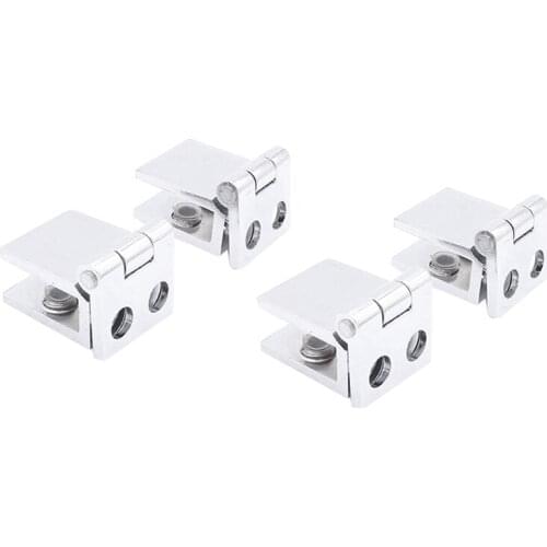4Pcs for 5-8mm Thickness Glass Door Hinge Zinc Alloy Glass Clamp 0 Degree Glass Cupboard Showcase Cabinet Door Hinge