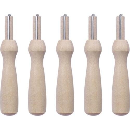 5pcs Wooden Handle Holder with Felting Needles DIY Craft Sewing Needlework Felt Hand Needles Tool