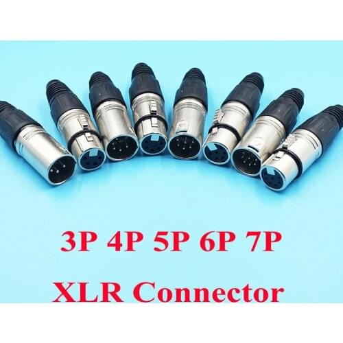 50pcs/lot 3P 4P 5P 6P 7P XLR Male Female 6Pins Microphone Jacks Connector 6Pins 7Pin XLR Audio Connectors Plugs