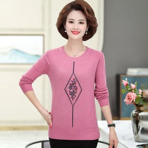 Angola Velvet Warm Tops Women Sweaters 2021 Winter Long Sleeve O-neck Pullovers Middle Age Mother Jumper Femme Clothing